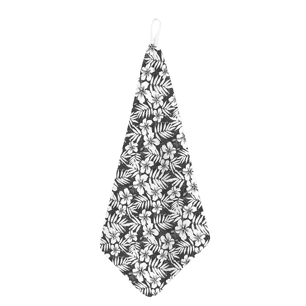 White And Grey Hawaiian Pattern Print Hand Towel
