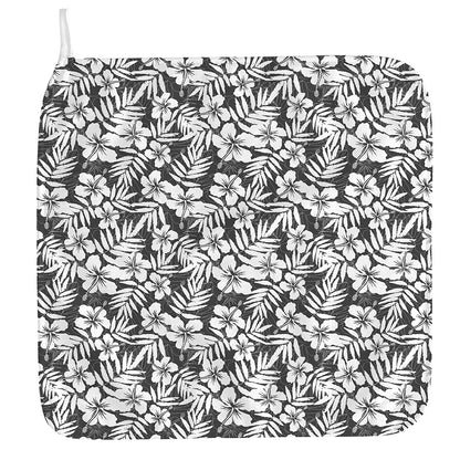 White And Grey Hawaiian Pattern Print Hand Towel