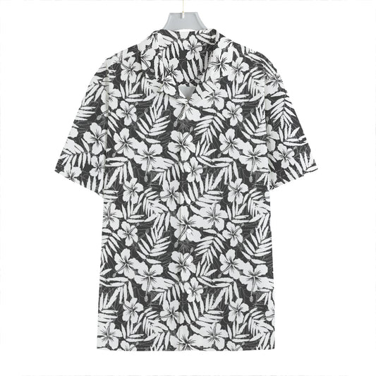 White And Grey Hawaiian Pattern Print Hawaiian Shirt