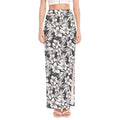 White And Grey Hawaiian Pattern Print High Slit Maxi Skirt