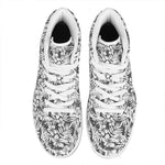 White And Grey Hawaiian Pattern Print High Top Leather Sneakers