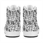 White And Grey Hawaiian Pattern Print High Top Leather Sneakers