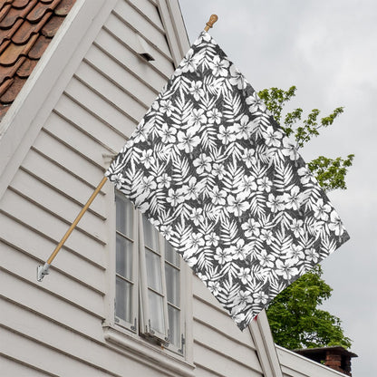 White And Grey Hawaiian Pattern Print House Flag