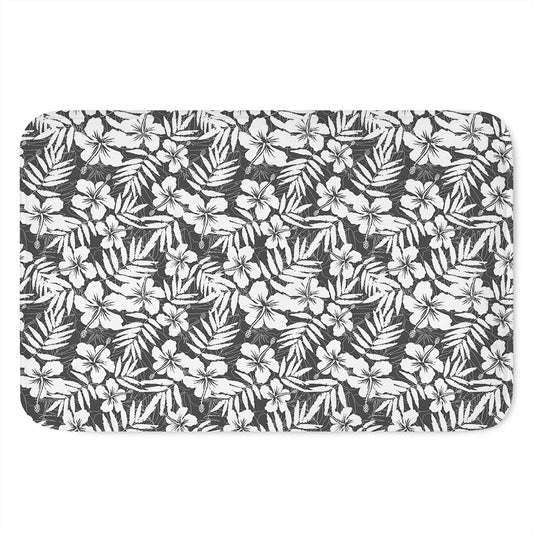 White And Grey Hawaiian Pattern Print Indoor Door Mat
