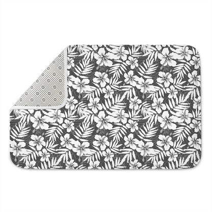 White And Grey Hawaiian Pattern Print Indoor Door Mat