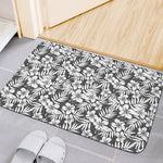 White And Grey Hawaiian Pattern Print Indoor Door Mat