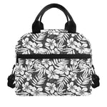 White And Grey Hawaiian Pattern Print Insulated Lunch Bag
