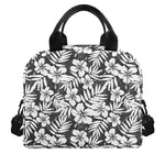 White And Grey Hawaiian Pattern Print Insulated Lunch Bag