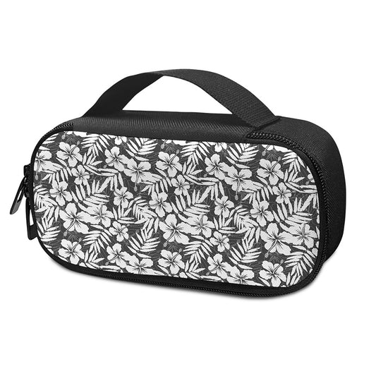 White And Grey Hawaiian Pattern Print Insulin Cooler Travel Case