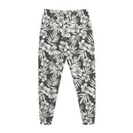 White And Grey Hawaiian Pattern Print Jogger Pants