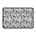 White And Grey Hawaiian Pattern Print Kitchen Mat