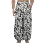 White And Grey Hawaiian Pattern Print Lantern Pants
