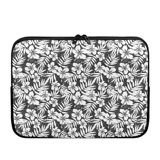 White And Grey Hawaiian Pattern Print Laptop Sleeve