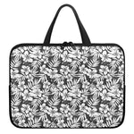 White And Grey Hawaiian Pattern Print Laptop Sleeve With Handle