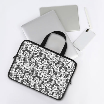 White And Grey Hawaiian Pattern Print Laptop Sleeve With Handle