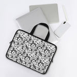 White And Grey Hawaiian Pattern Print Laptop Sleeve With Handle