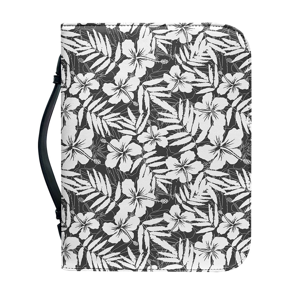 White And Grey Hawaiian Pattern Print Leather Bible Cover