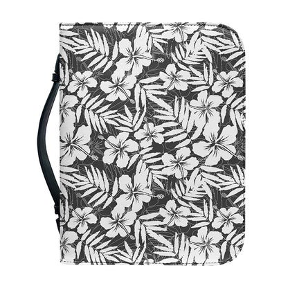 White And Grey Hawaiian Pattern Print Leather Bible Cover