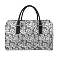 White And Grey Hawaiian Pattern Print Leather Duffel Bag
