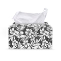 White And Grey Hawaiian Pattern Print Leather Tissue Box Cover
