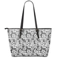 White And Grey Hawaiian Pattern Print Leather Tote Bag With Zipper