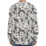 White And Grey Hawaiian Pattern Print Long Sleeve Baseball Jersey