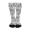 White And Grey Hawaiian Pattern Print Long Socks