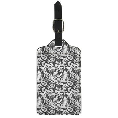 White And Grey Hawaiian Pattern Print Luggage Tag