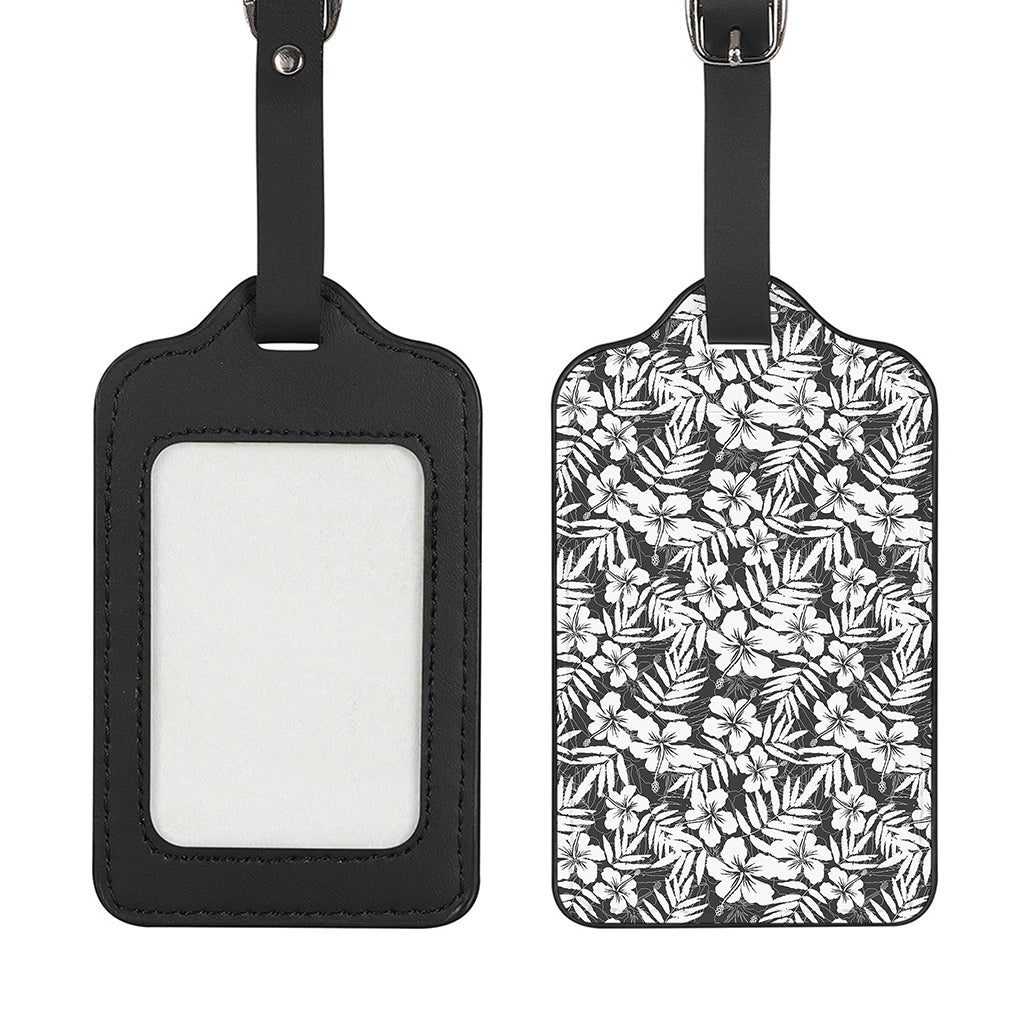 White And Grey Hawaiian Pattern Print Luggage Tag