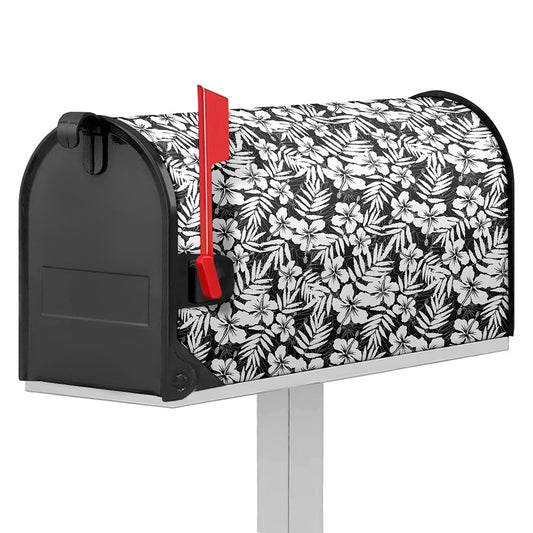 White And Grey Hawaiian Pattern Print Mailbox Cover