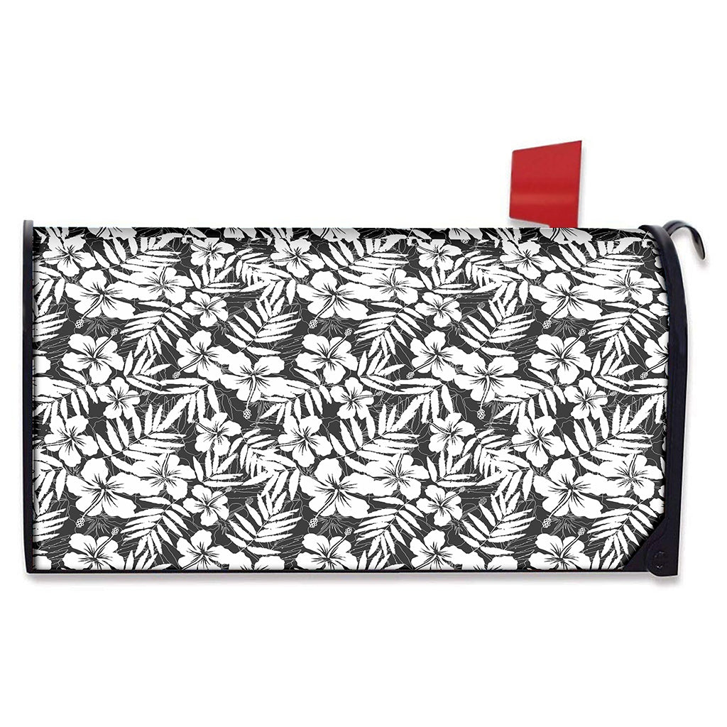White And Grey Hawaiian Pattern Print Mailbox Cover