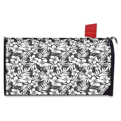 White And Grey Hawaiian Pattern Print Mailbox Cover