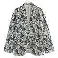 White And Grey Hawaiian Pattern Print Men's Blazer