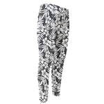 White And Grey Hawaiian Pattern Print Men's Compression Pants