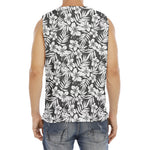 White And Grey Hawaiian Pattern Print Men's Fitness Tank Top