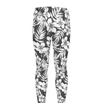 White And Grey Hawaiian Pattern Print Men's leggings