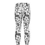 White And Grey Hawaiian Pattern Print Men's leggings