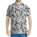 White And Grey Hawaiian Pattern Print Men's Polo Shirt