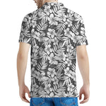 White And Grey Hawaiian Pattern Print Men's Polo Shirt