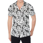 White And Grey Hawaiian Pattern Print Men's Shirt