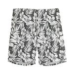 White And Grey Hawaiian Pattern Print Men's Sports Shorts