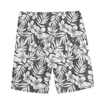 White And Grey Hawaiian Pattern Print Men's Sports Shorts