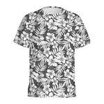 White And Grey Hawaiian Pattern Print Men's Sports T-Shirt