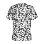 White And Grey Hawaiian Pattern Print Men's Sports T-Shirt