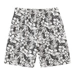 White And Grey Hawaiian Pattern Print Men's Swim Trunks