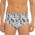 White And Grey Hawaiian Pattern Print Men's Triangle Swim Briefs