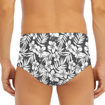 White And Grey Hawaiian Pattern Print Men's Triangle Swim Briefs