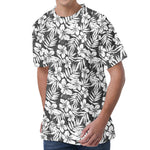 White And Grey Hawaiian Pattern Print Men's Velvet T-Shirt