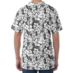 White And Grey Hawaiian Pattern Print Men's Velvet T-Shirt