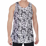 White And Grey Hawaiian Pattern Print Men's Velvet Tank Top